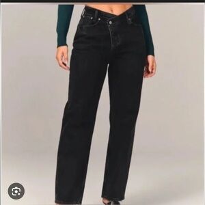 Abercrombie & Fitch The Dad High Rise Curve Love Black Jeans